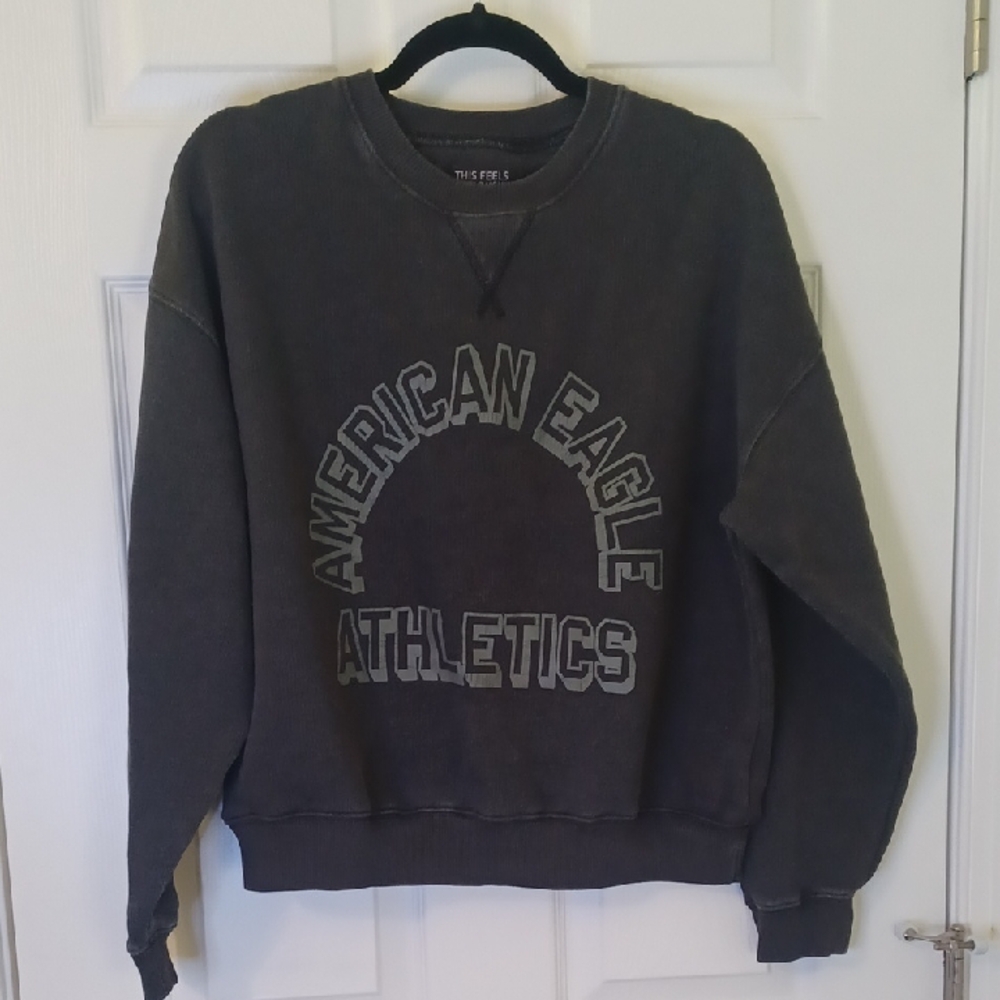 American Eagle Outfitters Seriously Lived In Gray Athletic Sweatshirt